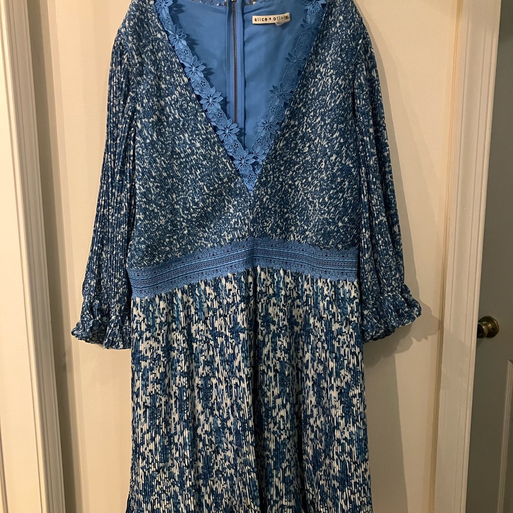 Blue Patterned Midi Dress